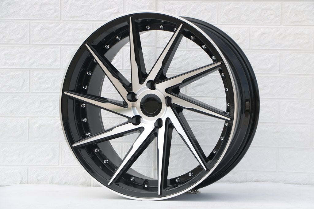 Swirl Style Wheels Black Machined Face with Rivets