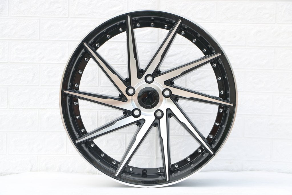 Swirl Style Wheels Black Machined Face with Rivets