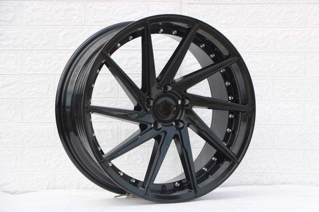 Swirl Style Wheels Gloss Black with Rivets