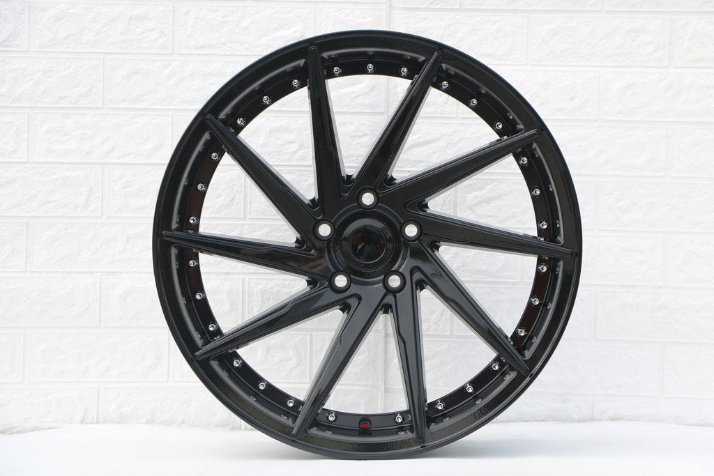 Swirl Style Wheels Gloss Black with Rivets