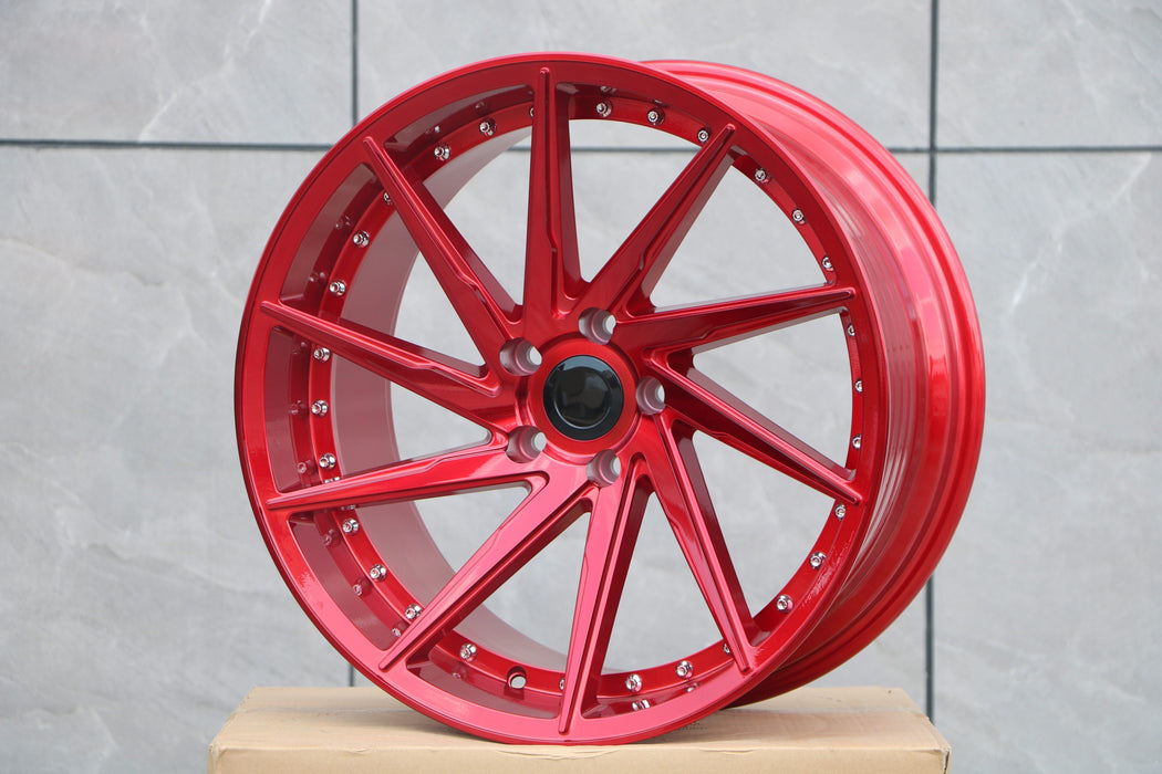 Swirl Style Wheels Red with Rivets