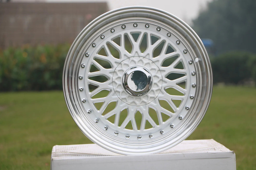 16 Inch BBS RS Style Wheels White Machined Lip