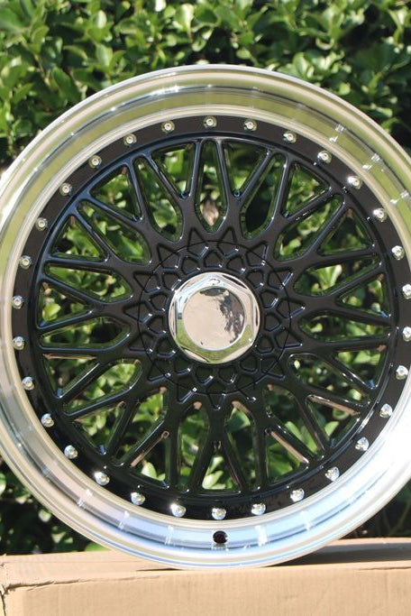 19 Inch BBS RS Style Wheels Black Machined Lip