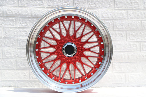 20 Inch BBS RS Style Wheels Red Machined Lip